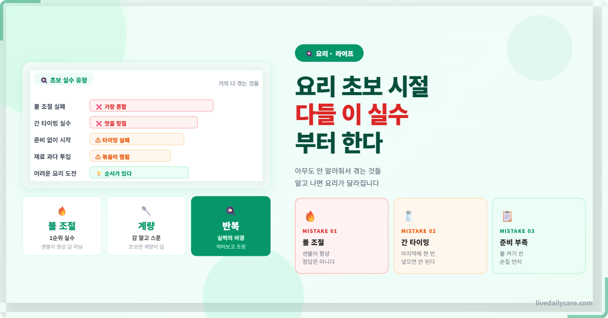 요리 초보 시절, 다들 이 실수부터 한다