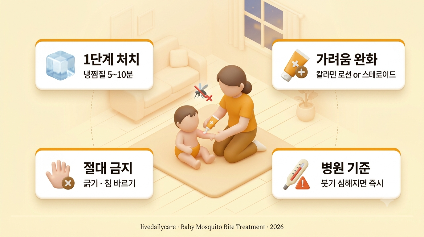 아기 모기 물렸을 때 소아과 권장 처치법과 주의사항