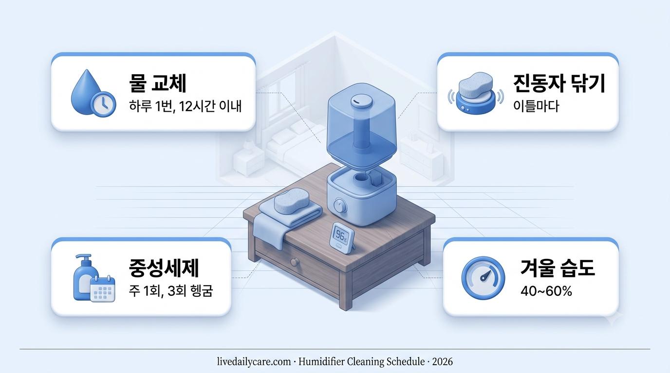 가습기 청소 주기, 물은 매일 갈고 진동자는 이틀마다